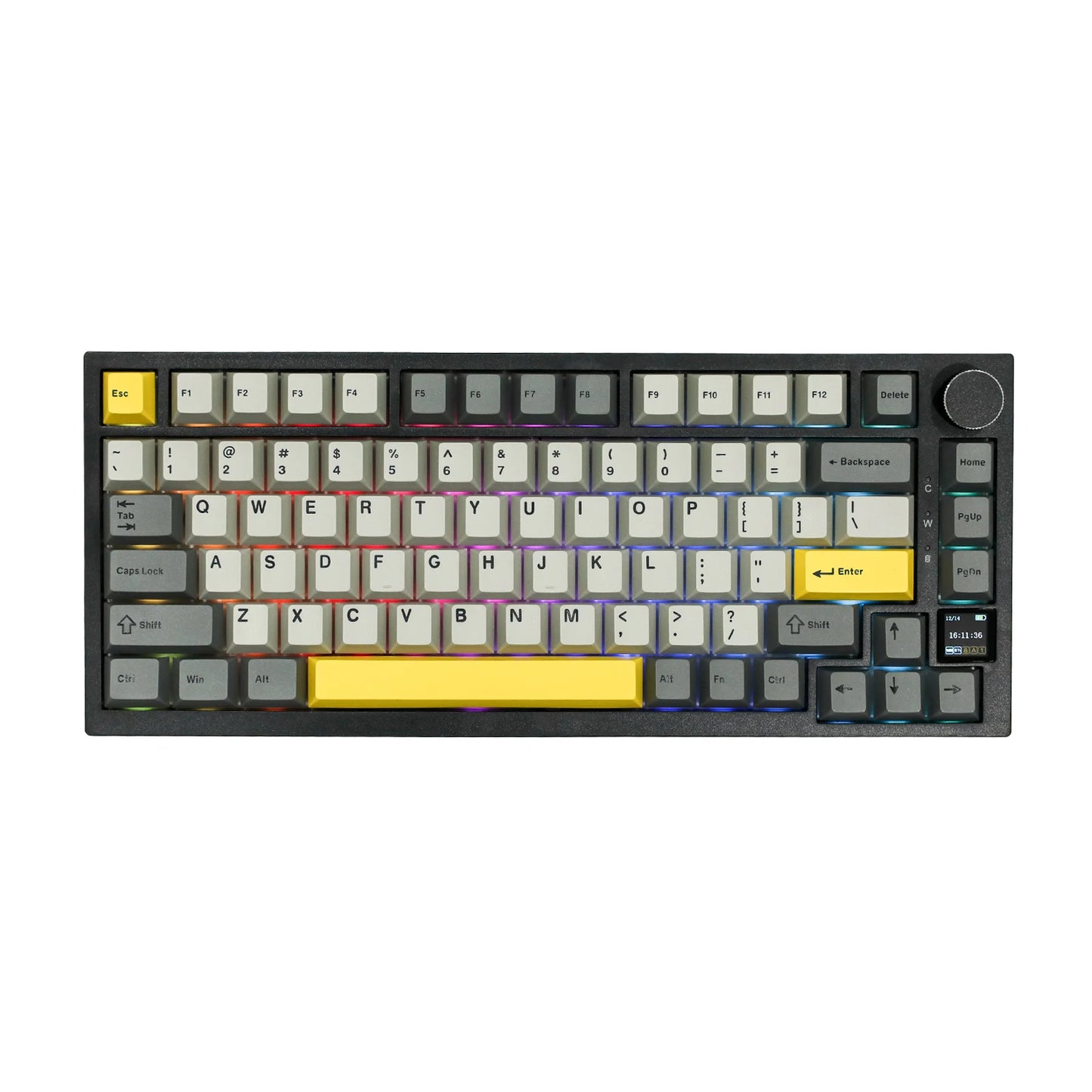 Teclado mecânico Ajazz AK820 Pro 75% com montagem gasket, Bluetooth 5.1/2.4G sem fios/com fios e ecrã TFT para Mac/Win