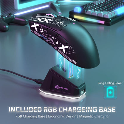 ATTACK SHARK X11 Wireless Gaming Mouse with Charging Dock PixArt PAW3311 Gaming Sensor, BT/2.4G Wireless/Wired