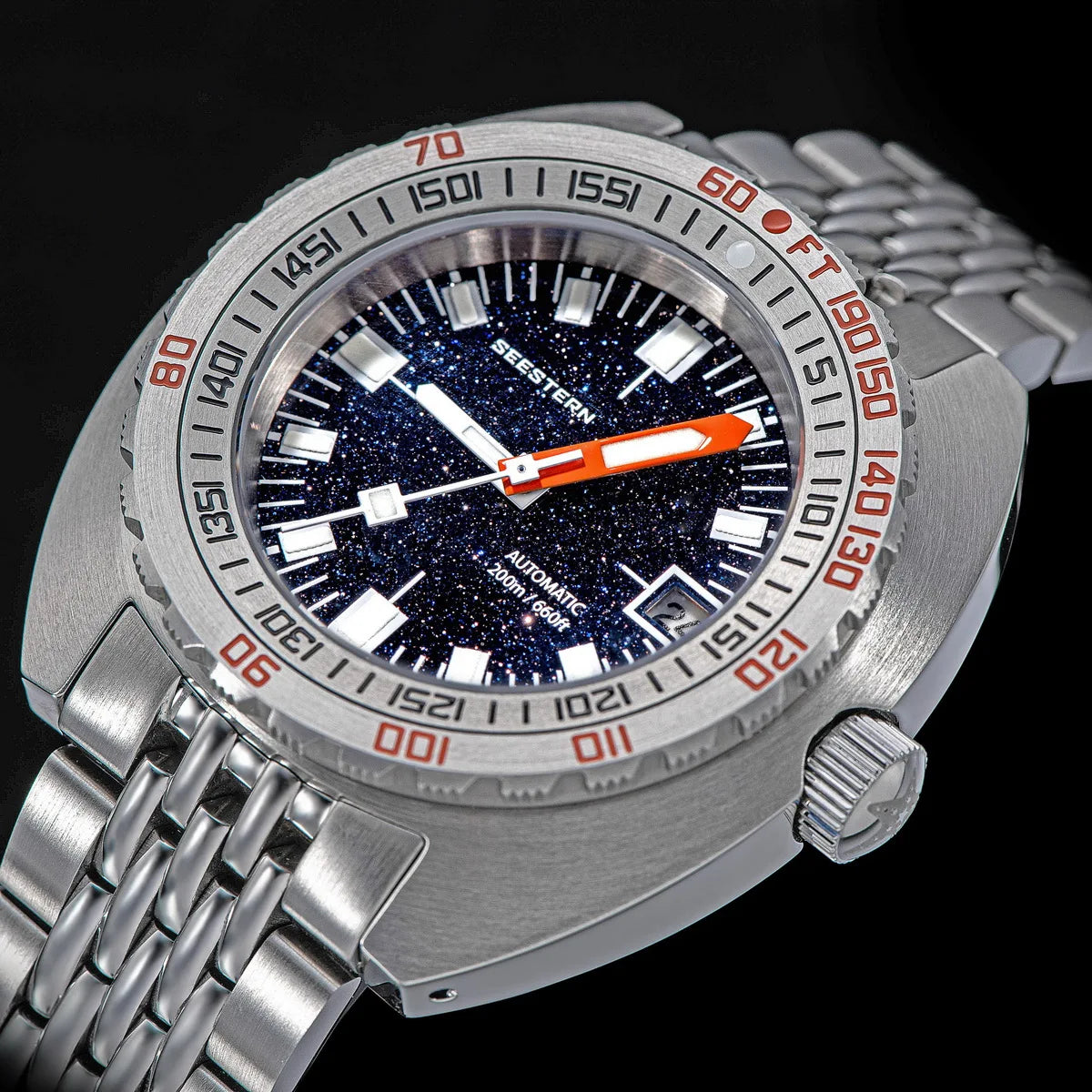 SEESTERN Men Diving Watch Automatic Luminous Date Waterproof Turn Bracelet Wristwatches Retro SUB300T Mechanical Sapphire Glass