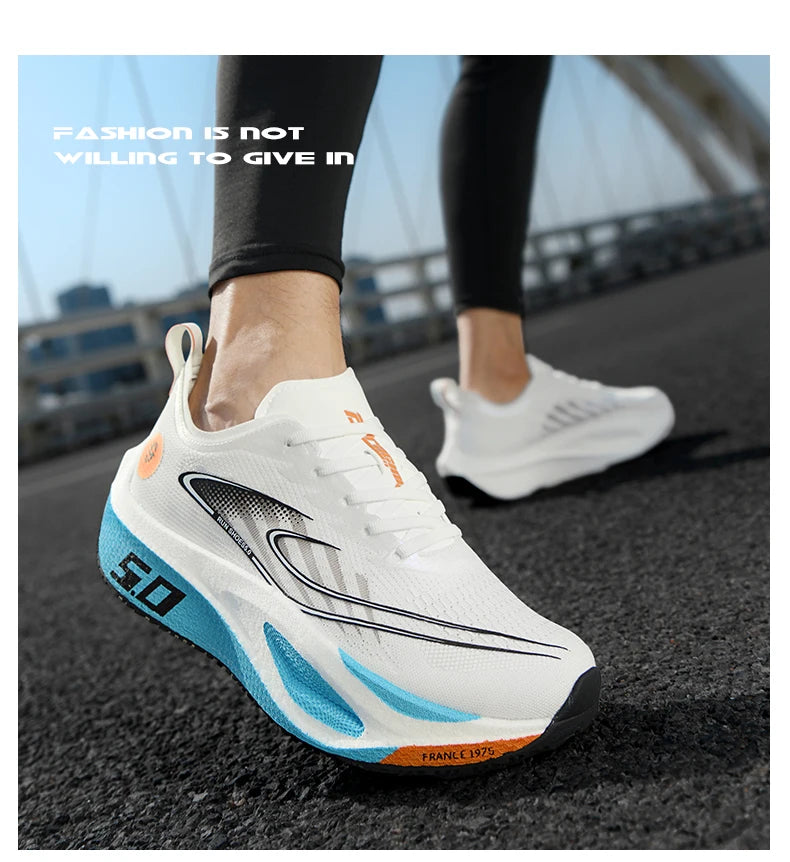 FourSeasons Men's Sports Sneakers CarbonPlate Running Shoe，Breathable Marathon Racing Comfortable Athletics Training Shoes Walki