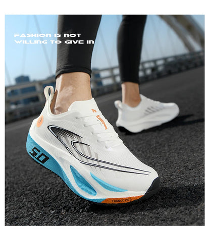 FourSeasons Men's Sports Sneakers CarbonPlate Running Shoe，Breathable Marathon Racing Comfortable Athletics Training Shoes Walki