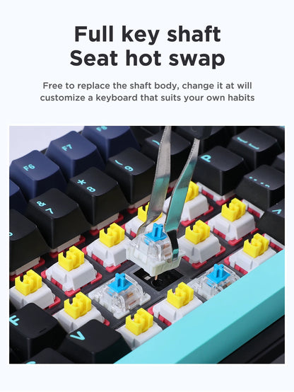 Original AULA F87 Pro Mechanical Keyboard Wireless USB Bluetooth Tri Mode 87 Key RGB PBT Gasket Laptop Gamer PC Gaming Keyboards