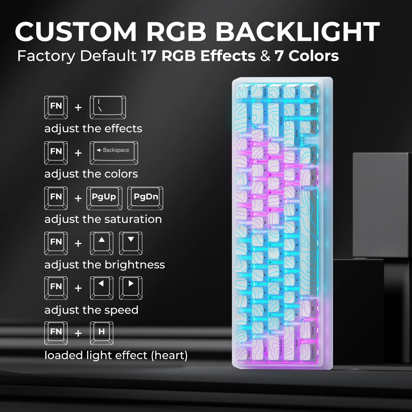 Teclado mecânico XVX M67 JadeStone com teclas IMD-Tech, hot-swappable, gasket, tri-mode, RGB personalizado, sem fios, 65%