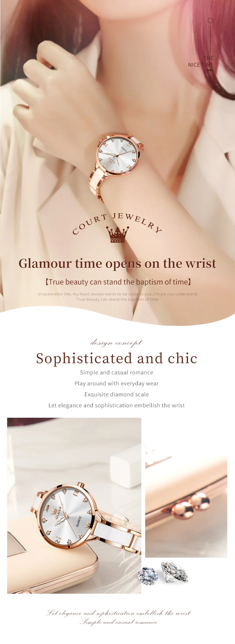 OLEVS 5872 Luxury Women's Watches Elegant Fashion Ceramic strip Waterproof Japan Imports Quartz Watch Dress Lady Watch Simple