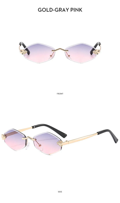 Frameless Rhombus Personalized Women's Sunglasses,Elegant And Versatile Classic Sunglasses Luxury And High-End Sunglasses UV400.
