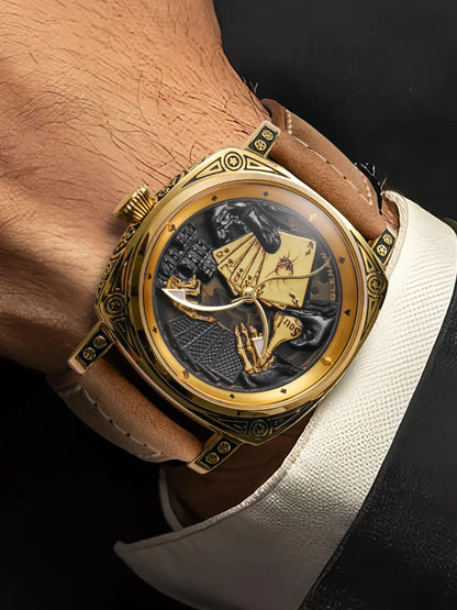 Glenaw Poker Series Top Brand Luxury Fashion Personalized Fully Automatic Mechanical Gold Watch Men's Waterproof Watch