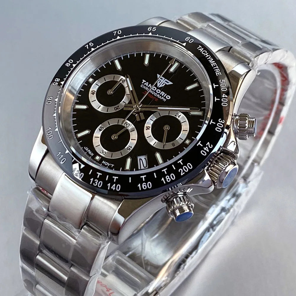 Relógio de Luxo para Homem VK63 com Movimento de Quartzo, Cronógrafo Business, 39mm, Aço/Ouro Rosa, Data, Mostrador Luminescente, Cronógrafo Completo