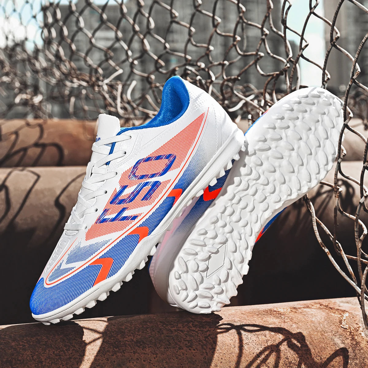 Breathable TF Soccer Shoes Men Women Kids PU+Fabric Non-Slip Wear-Resistant Rubber Sole Training Shoes