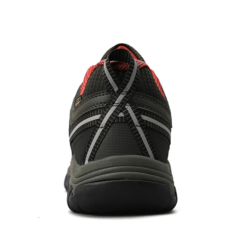 HIKEUP New High Quality Men Hiking Shoes Durable Leather Climbing Shoes Outdoor Walking Sneakers Rubber Sole Factory Outlet