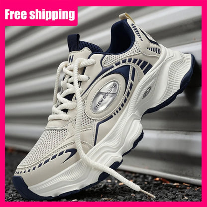 Mens Sports Shoes 2026 New Mesh Breathable Thick Sole Height Increasing Wear-resistant Daily Commuting Versatile Casual Sneakers