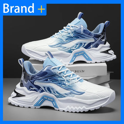 Scarpe sportive da uomo alla moda con lacci, versatili, antiscivolo, con suola spessa, per adolescenti, da indossare tutti i giorni, comode scarpe da corsa casual da uomo