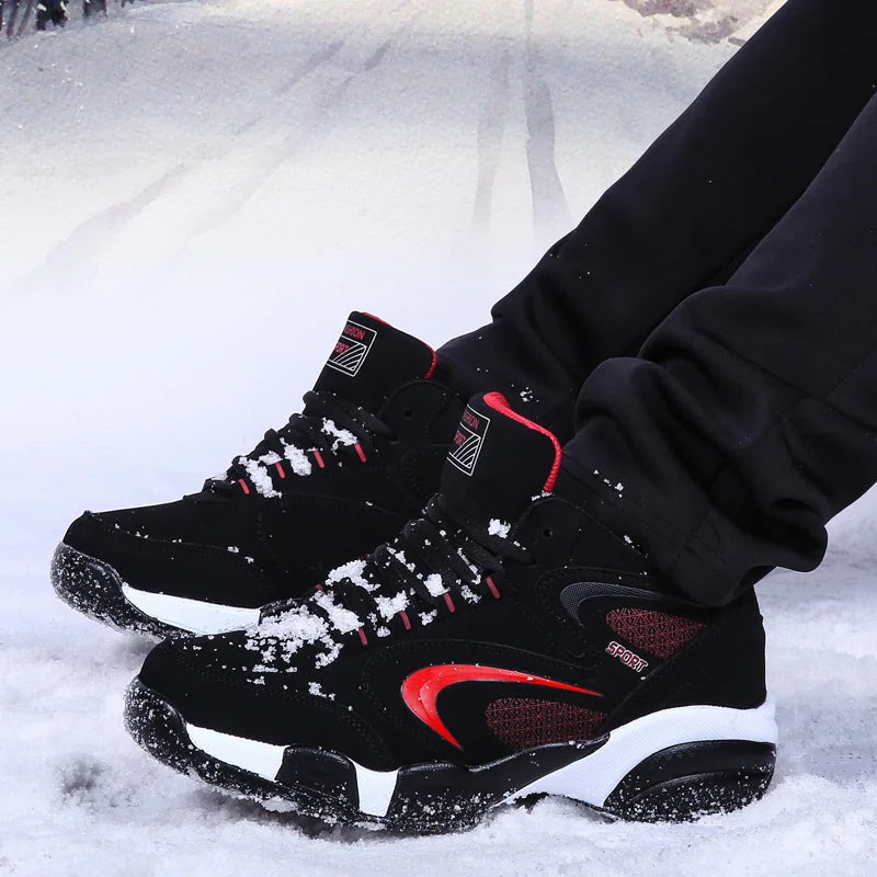 Men's Snow Boots Winter Warm Couple Casual Sneakers Fashion Leather Outdoor Sport Running Tenis Men Non-slip Big Size 48 Trainer