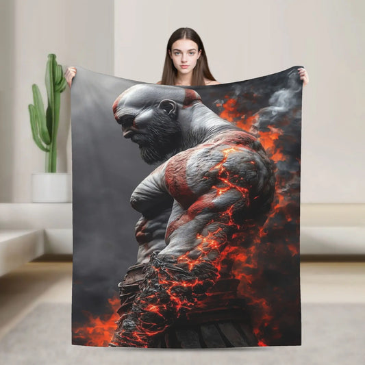 God of War Games Kratos Cartoon  Blanket Quality Soft  Bedding Throws Winter Travel Office Home Decor Aesthetic Bedspread