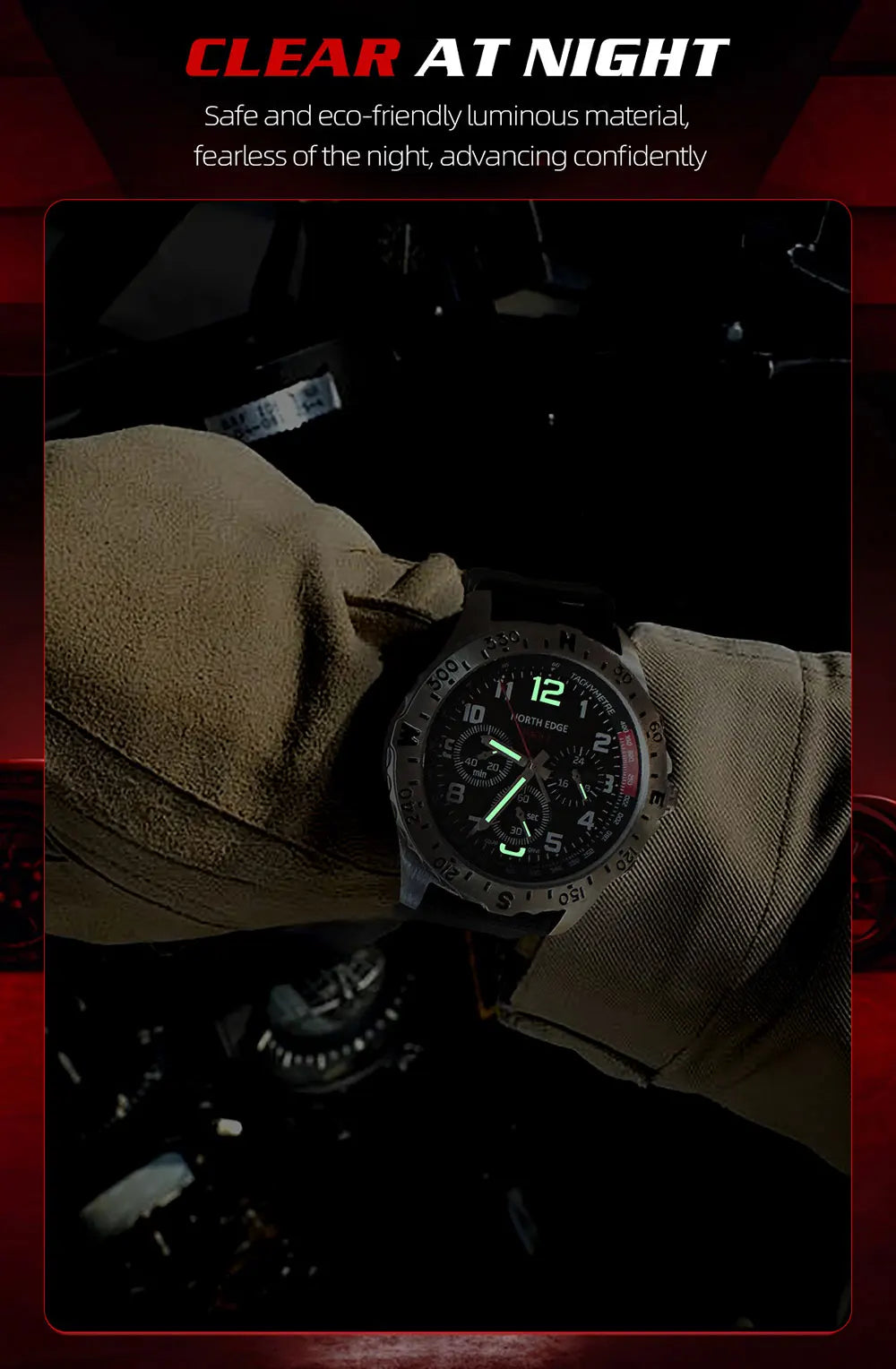 NORTH EDGE 2024 MACH 2 Men's Watches Solar Power 316 stainless steel Case Quartz Watch For Men Pilot Waterproof 50M Stopwatch