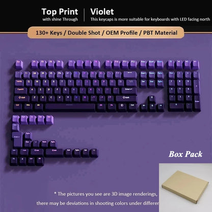 Conjunto de 133+ teclas OEM em gradiente para teclado mecânico gaming com switches Cherry MX, PBT retroiluminado RGB, layout ISO
