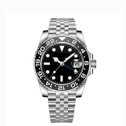 40MM Custom Logo New Men Quart Wristwatch Jubilee Stainless Quartz GMT Watch Sapphire Glass Men Watches Waterproof Luminous