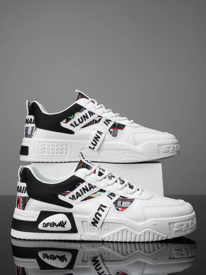 High Quality Men's Sneakers Light PU Leather Casual Shoes for Men Lace Up Flats Luxury White Black Tenis Shoes Zapatillas Hombre