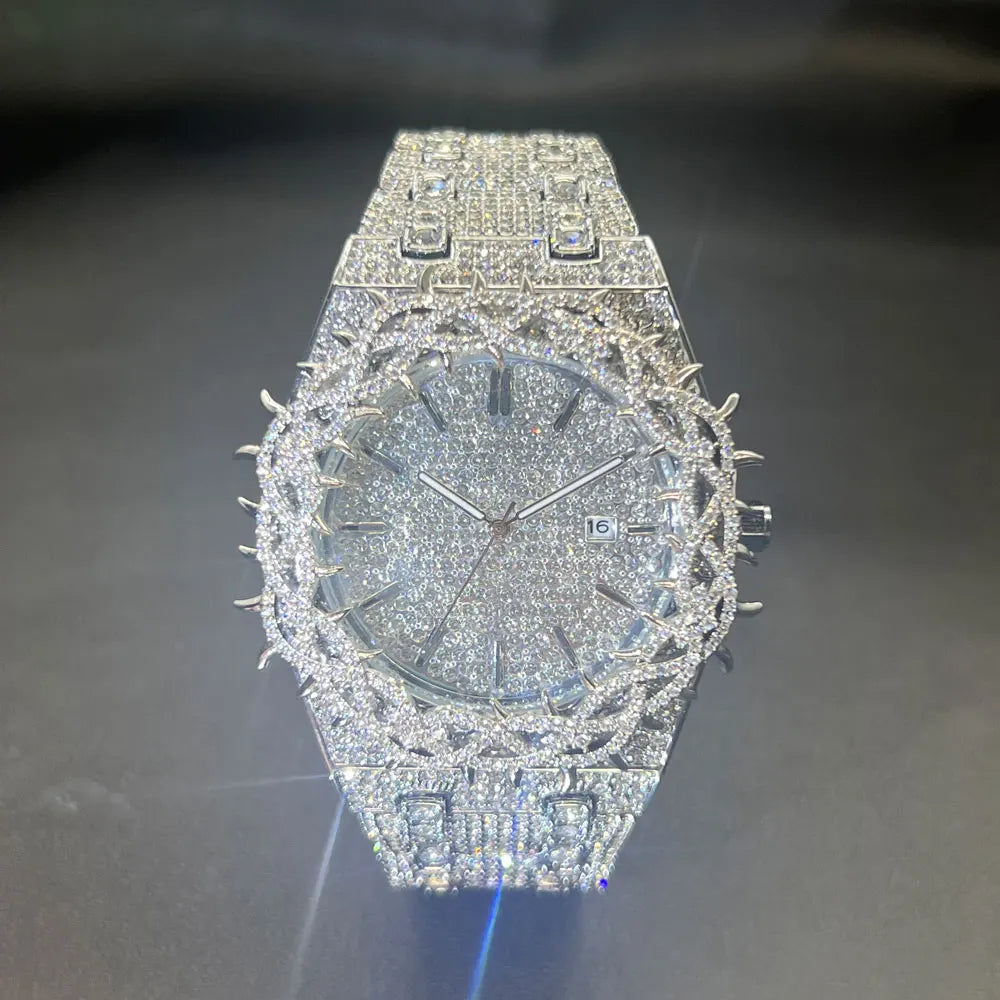 New Luxury Watch For Men Brand MISSFOX Hip Hop Lced Out Diamond Watches Fashion Hollow Out Quartz Clock 2026 Man Dropshipping