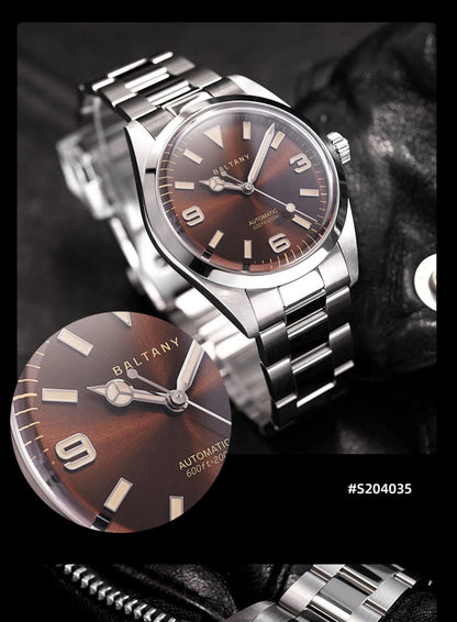 Baltany Men Automatic Watch 39MM Mechaical Wristwatch Bubble Sapphire 20ATM Waterproof C3 Luminous NH38 / SW200