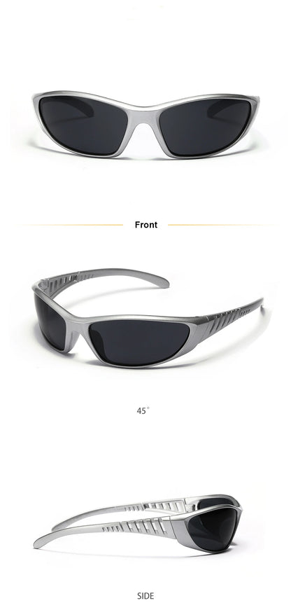 Y2K Silver Sunglasses Color Hollowed Out Future Sense Of Technology Hot Girls Net Red Sunglasses Women Sunglasses Trendy Men
