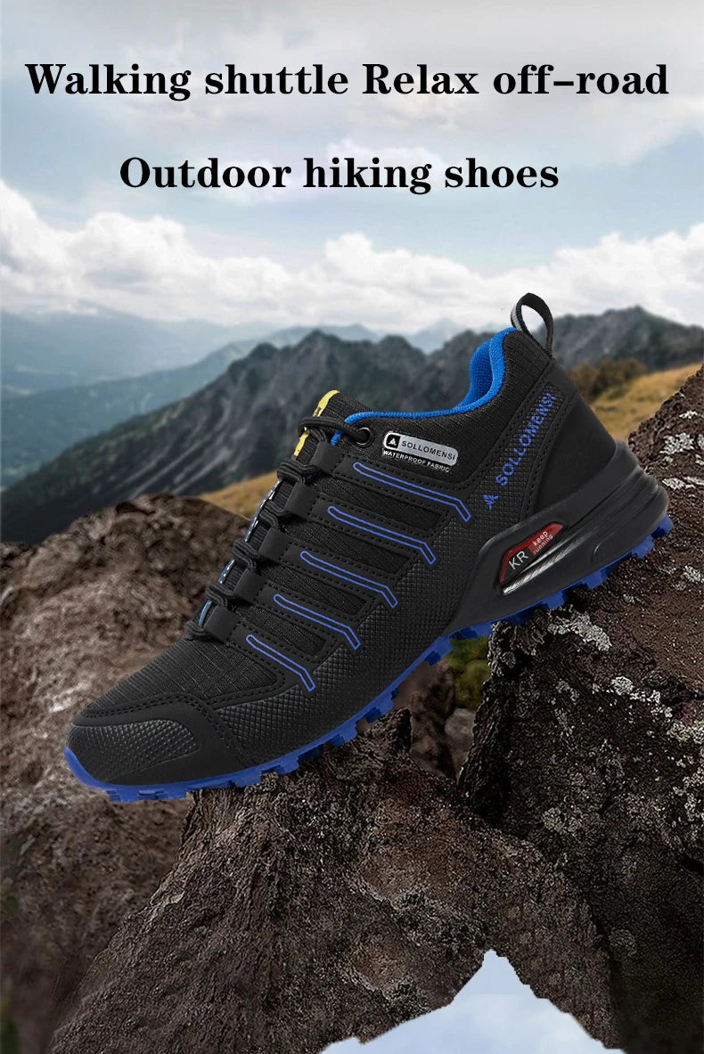 Men's Waterproof Hiking Shoes Outdoor Breathable Travel Walking Shoes Tactical Training Shoes Comfortable Lockless Cycling Shoes