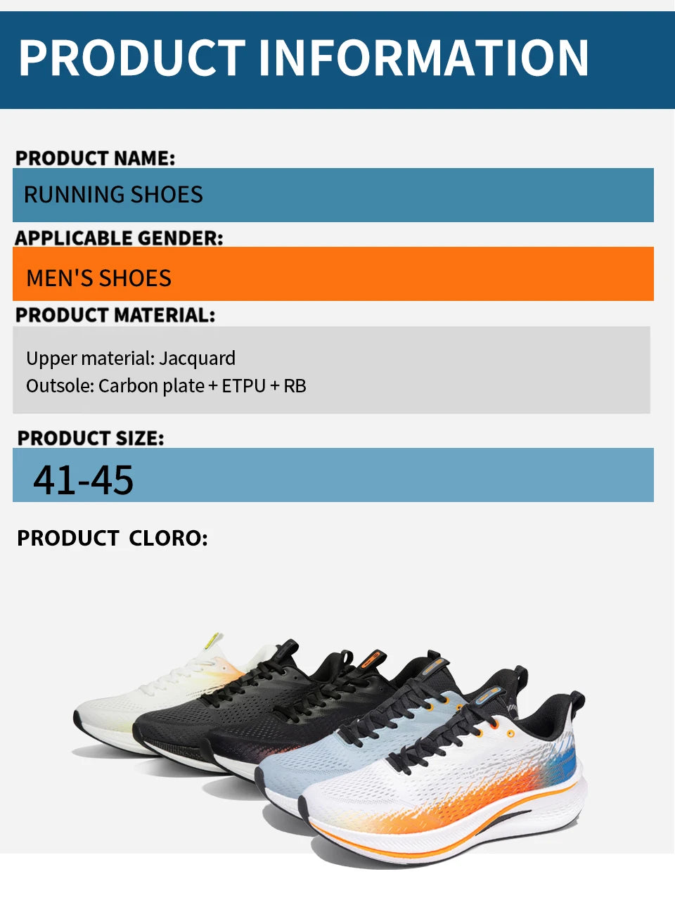Baasploa Men Jogging Sports Shoes Carbon Plate Professional Cushioning Sneakers Male Outdoor Breathable Non Slip Running Shoes