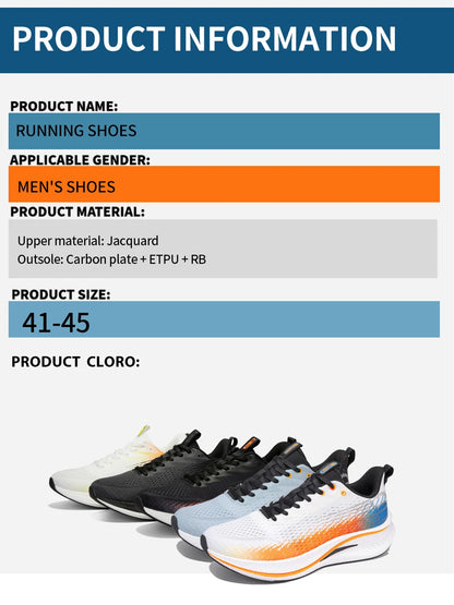 Baasploa Men Jogging Sports Shoes Carbon Plate Professional Cushioning Sneakers Male Outdoor Breathable Non Slip Running Shoes