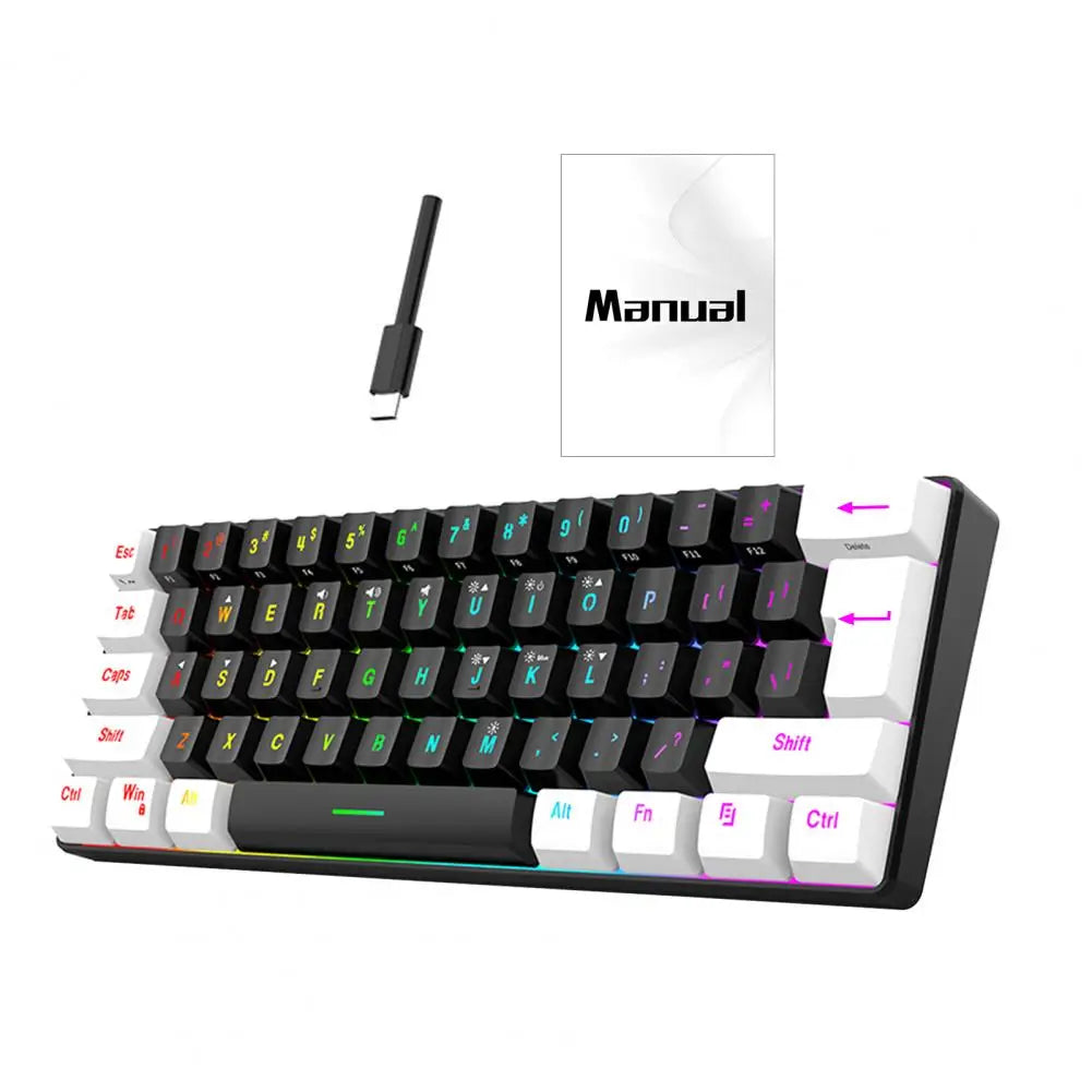 RGB Keyboard Compact 61-key Wired Mechanical Gaming Keyboard with RGB Light Design for Lightweight Computer Use