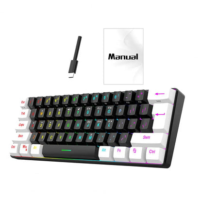 RGB Keyboard Compact 61-key Wired Mechanical Gaming Keyboard with RGB Light Design for Lightweight Computer Use