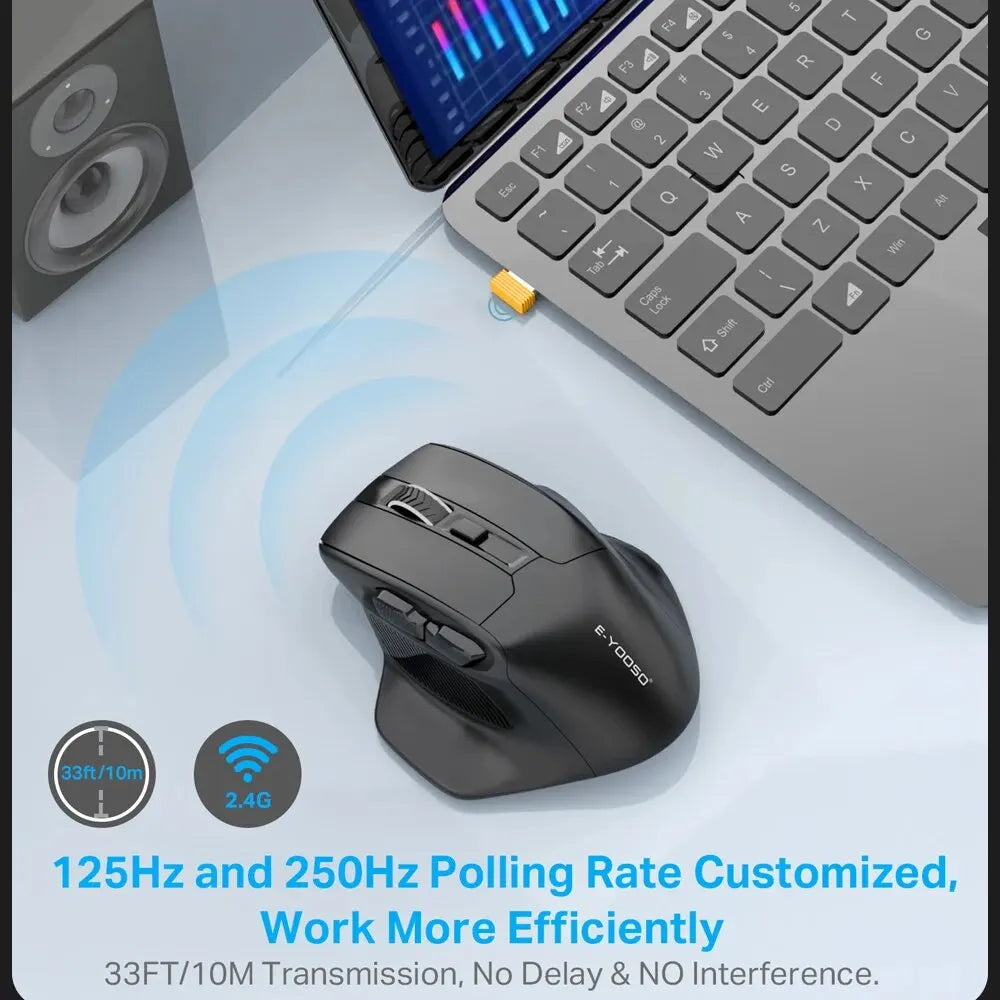 E-YOOSO X-31 USB 2.4G bezprzewodowa duża mysz gamingowa dla dużych dłoni PAW3212 4800 DPI 5 przycisków dla graczy komputer laptop PC