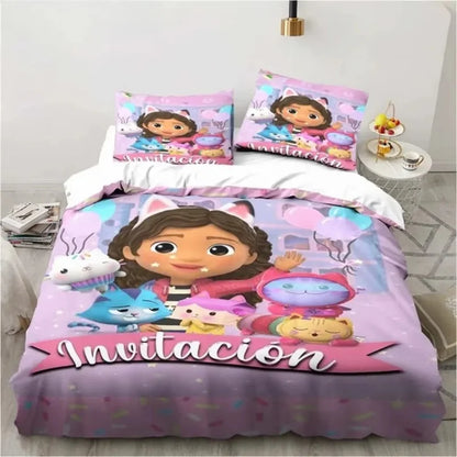 Gabbys Doll house 3D Printed Duvet Case Pillowcase Bedding Set Twin Full King for Kids Adults Bedroom