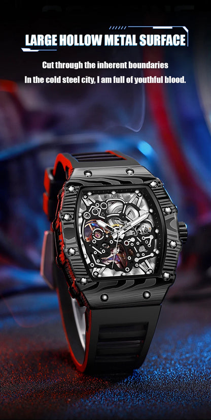 MUSANFIGO barrel shaped design, luxurious fully automatic mechanical men's watch, waterproof and luminous trendy watch