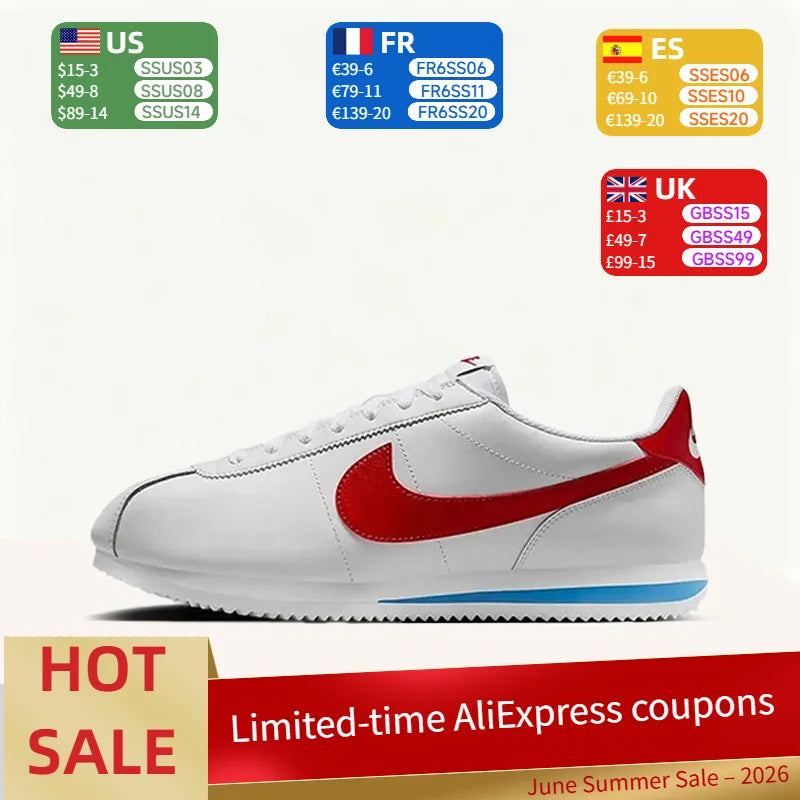 Nike Cortez: Stílusos, minimalista, puha, sokoldalú, kényelmes, tartós, alacsony szárú férfi futócipő – Fehér DM4044-108