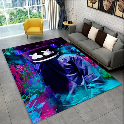 Tapete Gamer Cartoon F-Fortnite para Sala de Jogos, Quarto, Sala de Estar, Sofá e Decoração de Casa, Tapete Infantil Antiderrapante para Área de Brincar