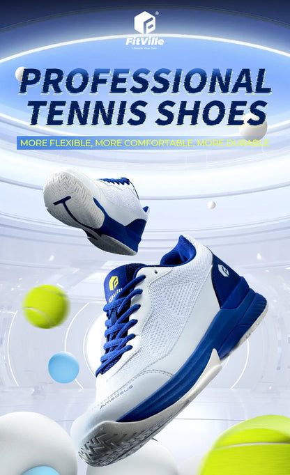 FitVille Men'S Tennis Shoes Wide Version 2E Professional Training Sports Shoes Breathable Non-Slip Rackets With Arch Support