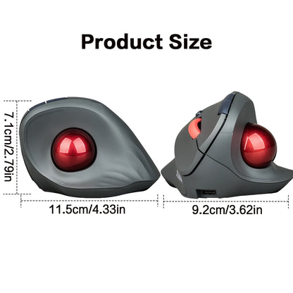 Bezprzewodowa mysz trackball JOMAA, pionowa, ładowalna mysz z kulką, ergonomiczna, cicha mysz gamingowa do komputerów z Windows