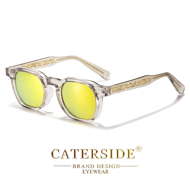 CATERSIDE Fashion Mirror Men Polarized Sunglasses Luxury Core Insert Leg Design Sun Glasses Women Party Outdoor Travel Glasses