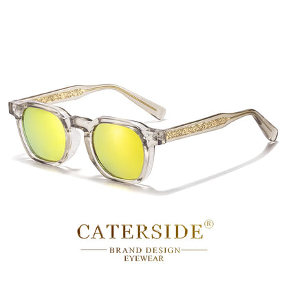 CATERSIDE Fashion Mirror Men Polarized Sunglasses Luxury Core Insert Leg Design Sun Glasses Women Party Outdoor Travel Glasses