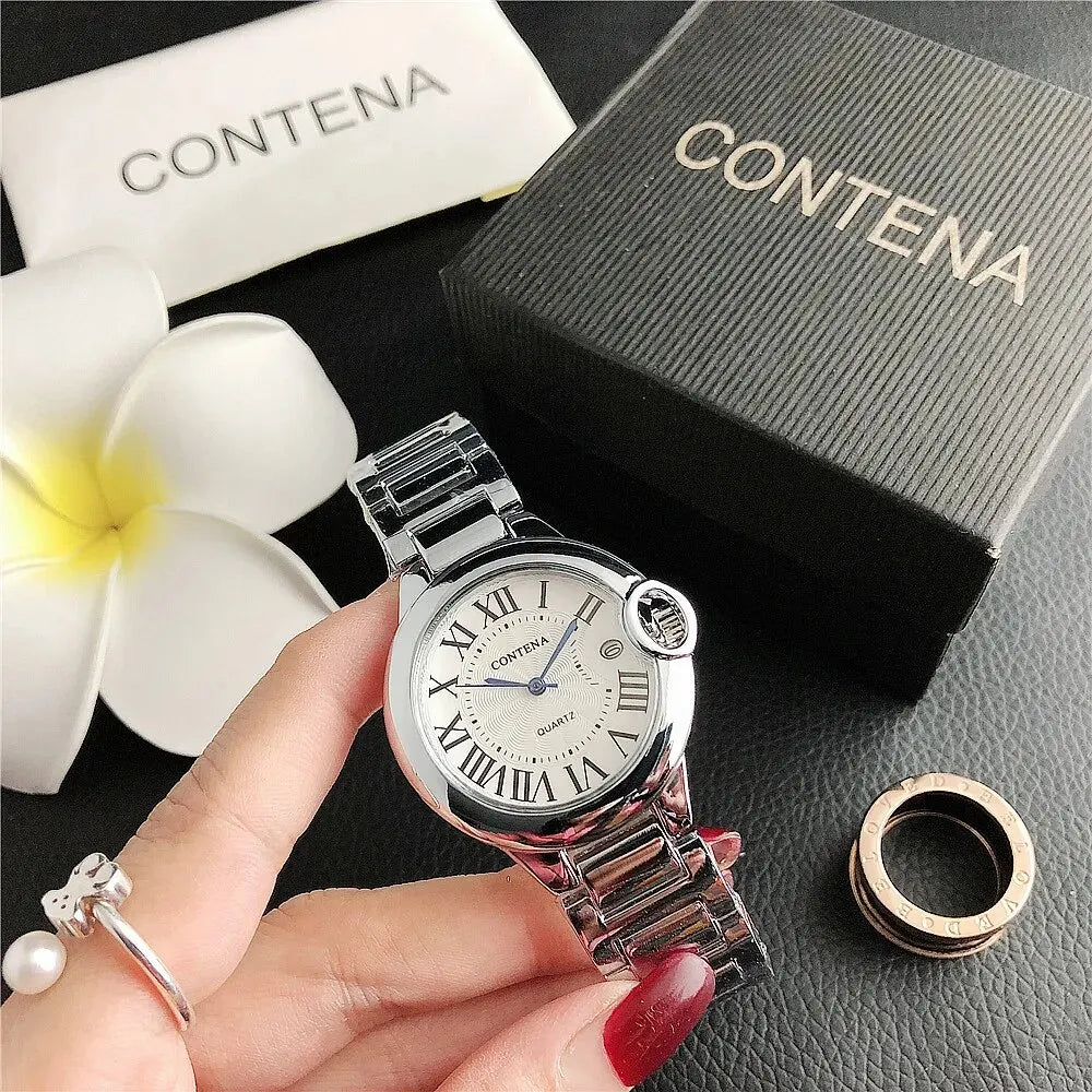 New Brand Luxury Stainless Steel Men and Women Luxury Atmosphere Quartz Watches Fashion Blue Balloon Women Date Watch Suit
