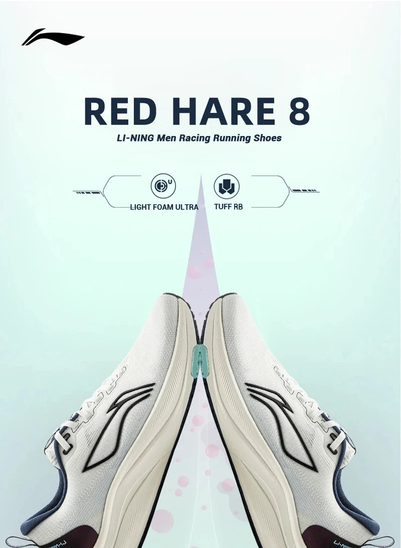 Pantofi de alergare pentru bărbați Li-Ning RED HARE 8, pentru curse, LIGHT FOAM ULTRA, reflectorizanți, cu amortizare și stabilitate, sneakers ușori LiNing ARPV001