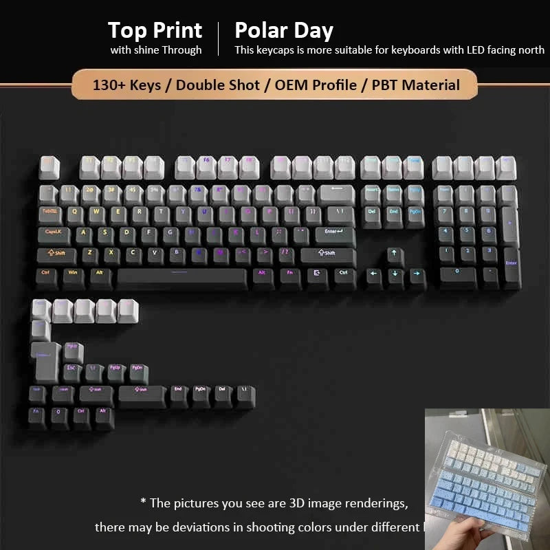 Conjunto de 133+ teclas OEM em gradiente para teclado mecânico gaming com switches Cherry MX, PBT retroiluminado RGB, layout ISO