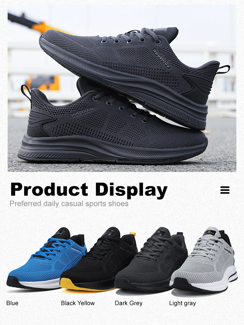 Baasploa Men Running Shoes Brand Male Designer Mesh Casual Sneakers Lightweight Lace-Up New Male Outdoor Sports Tennis Shoe
