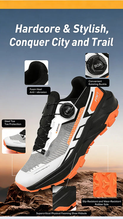 Men's Running Shoes with Rotating Buckle Breathable Mesh Lightweight Sneakers for Men Gym Workout Casual Waterproof Sports Shoes