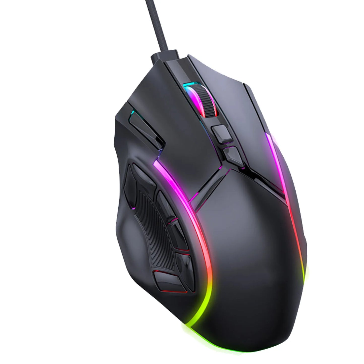 Rato Gaming RGB 12800DPI com Fio, 12 Teclas Macro, Acessórios de Substituição para Computador