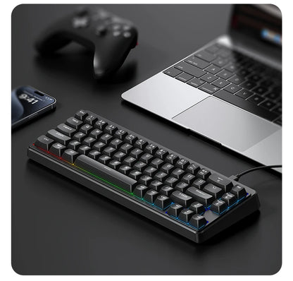 FREEWOLF M68SE 68 key wired mini keyboard, designed ergonomically, dazzling lights and compatible with multiple systems