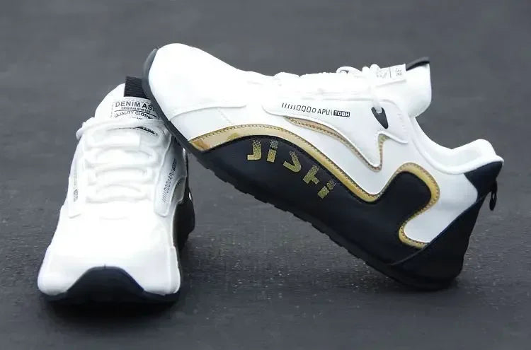 Ténis masculinos em couro PU, impermeáveis, desportivos e casuais; sapatos leves, respiráveis, planos e antiderrapantes; Zapatillas Hombre
