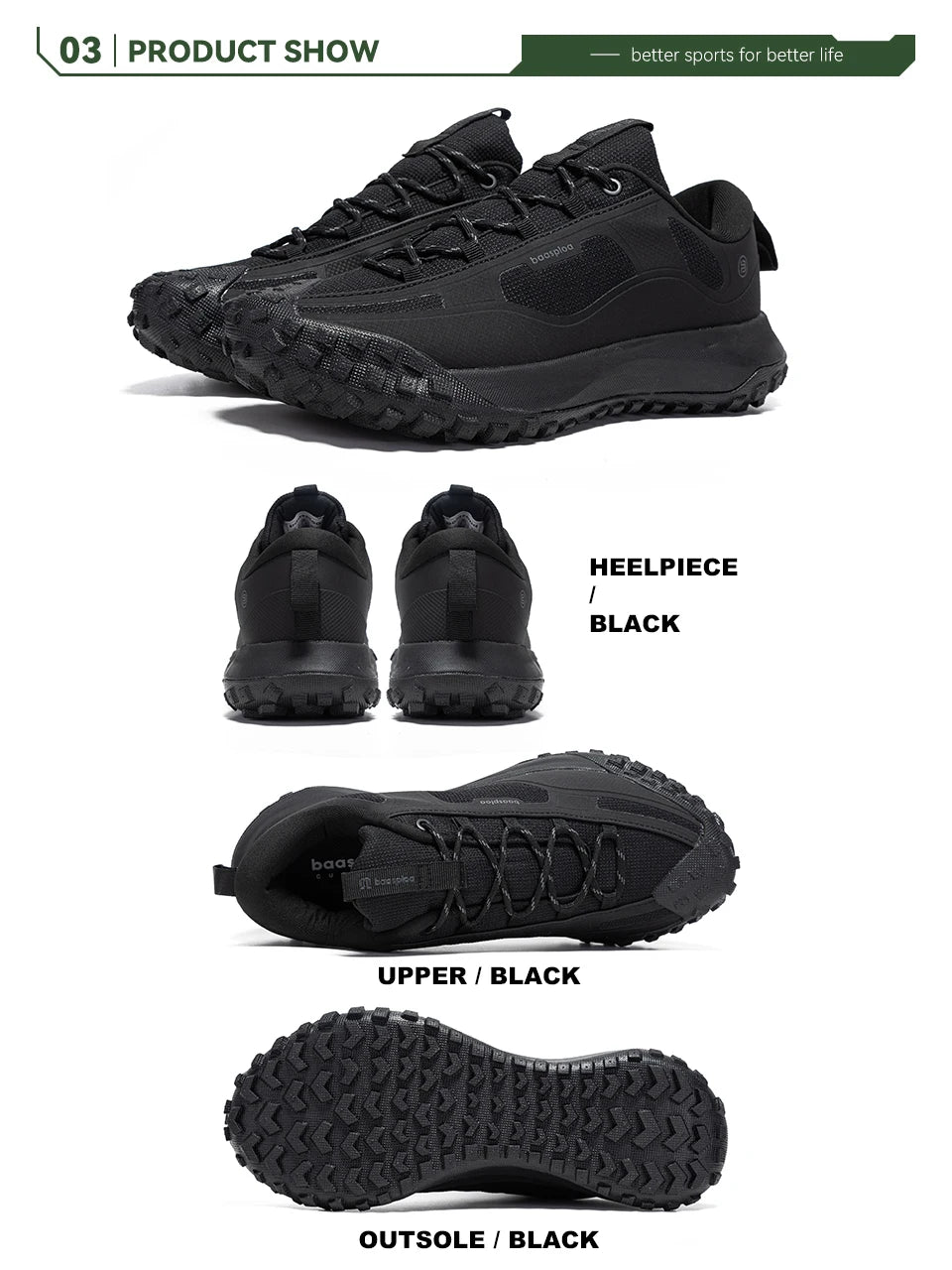 Baasploa Hiking Shoes Men Outdoor Waterproof Camping Resistant Non Slip Sneakers Male Casual Lightweight Lace-Up Walking Shoes