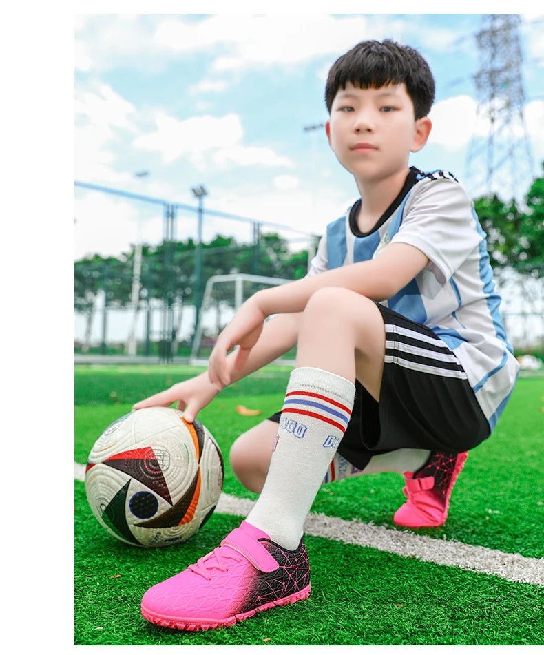 New Men Soccer Shoes Girls Cleats Outdoor Match Training Sport Football Boots Long Spikes Comfortable Breathable Boys Non Slip
