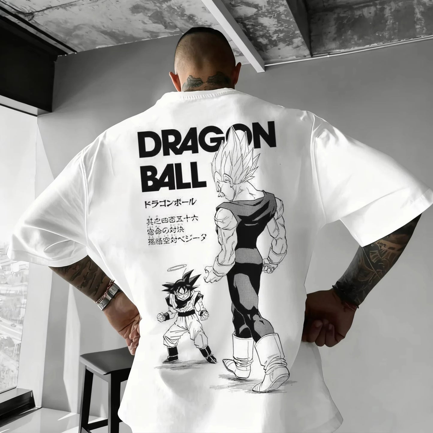 Summer 2026 Dragon Ball oversized T-shirt with power cord, Little Goku, artistic print, neutral casual Y2K