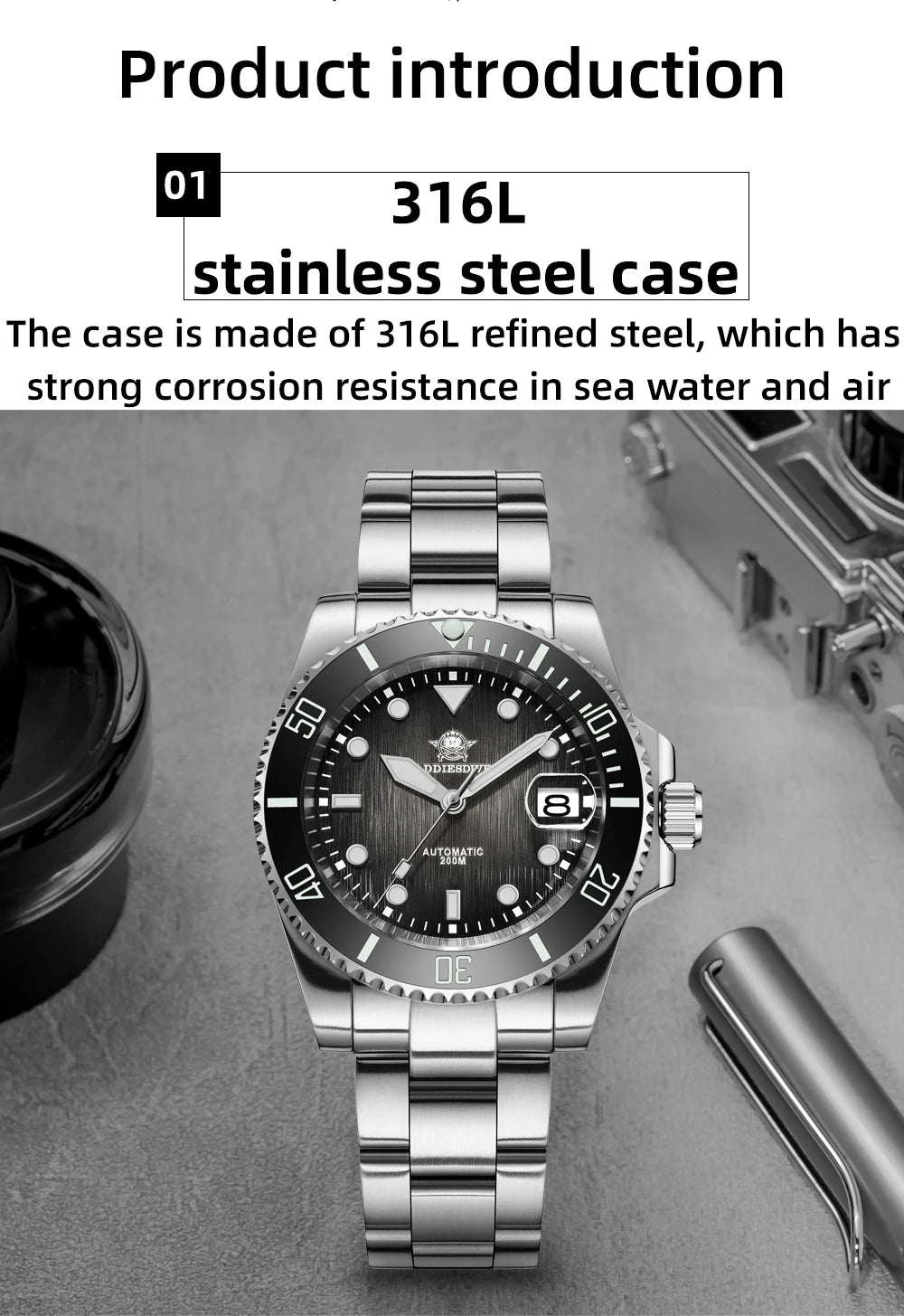 ADDIESDIVE Hot selling Men's Automatic Watch Sapphire Glass 200m Waterproof Watch BGW9 Night Light Classic Men's Watch AD2536